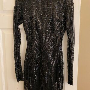 Windsor Black Sequin Long Sleeve Dress